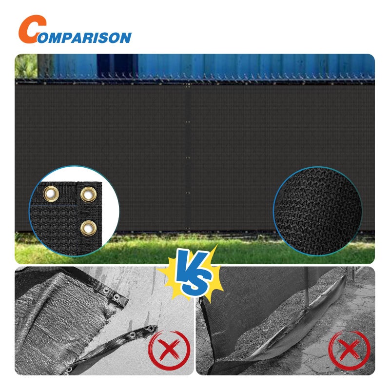 TANG Privacy Fence Screen Black 6' x 50' for Patio Garden Heavy Duty Residential Windscreen Fence Privacy Blockage for Backyard School Commercial Netting Fence Permeable 3 Years Warranty - Image 4